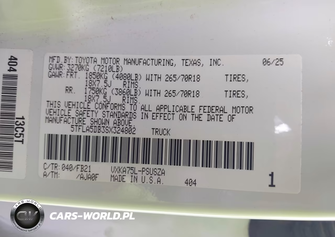 2025 Toyota Tundra 4Wd Sr5 VIN:5TFLA5DB3SX324802 - 9