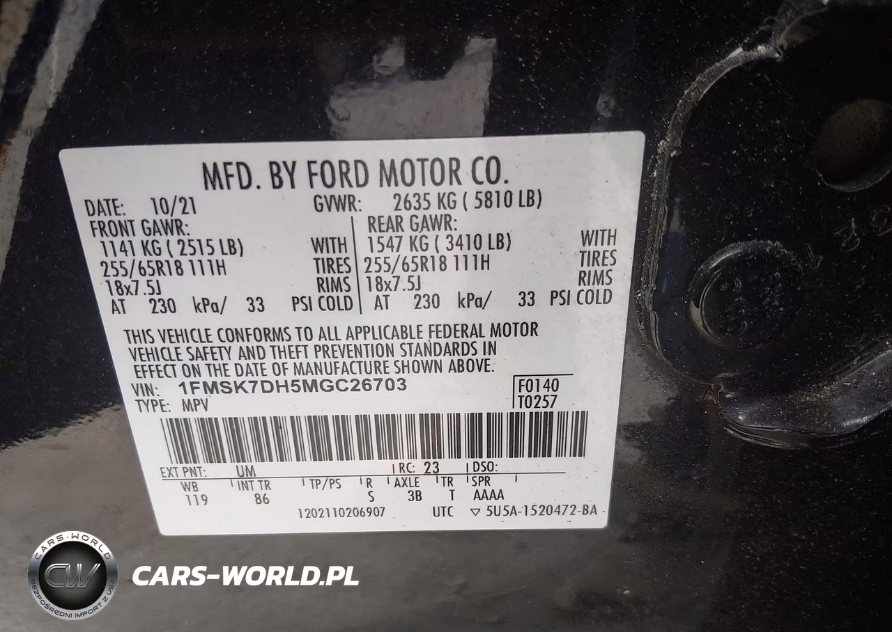 2021 Ford Explorer Xlt VIN:1FMSK7DH5MGC26703 - 9