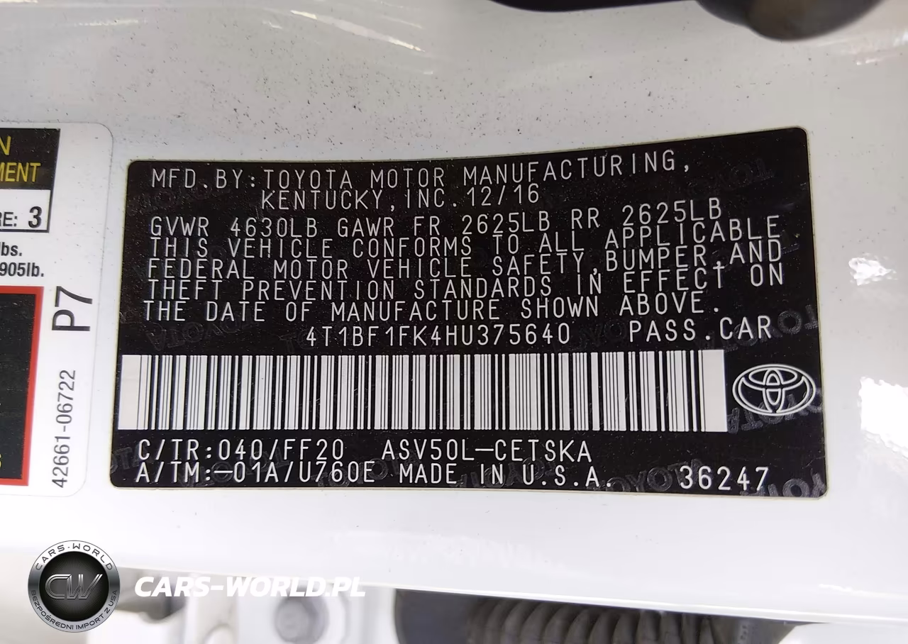 2017 Toyota Camry Se VIN:4T1BF1FK4HU375640 - 9