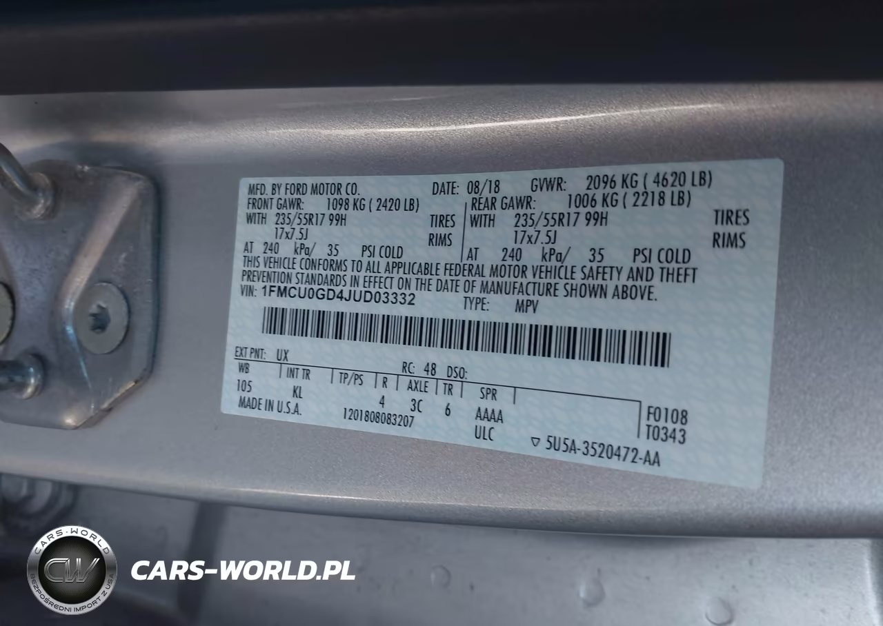2018 Ford Escape Se VIN:1FMCU0GD4JUD03332 - 9
