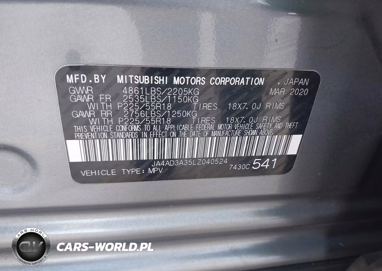 2020 Mitsubishi Outlander Sel 2.4 VIN:JA4AD3A35LZ040524 - 9