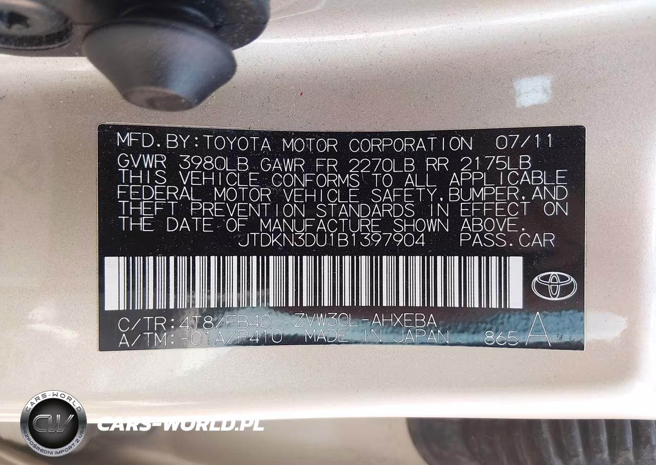 2011 Toyota Prius Two VIN:JTDKN3DU1B1397904 - 9