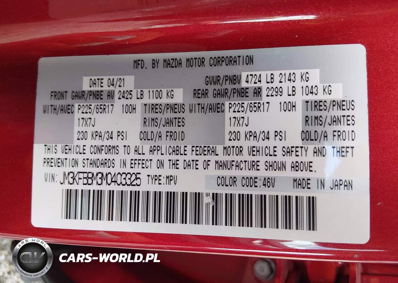 2021 Mazda Cx-5 Sport VIN:JM3KFBBM3M0403325 - 9