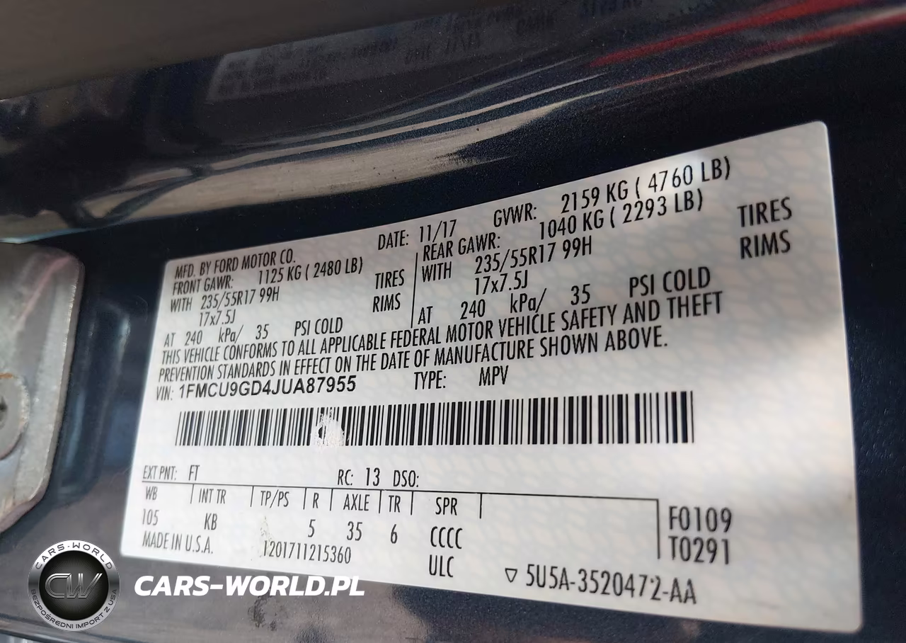 2018 Ford Escape Se VIN:1FMCU9GD4JUA87955 - 9