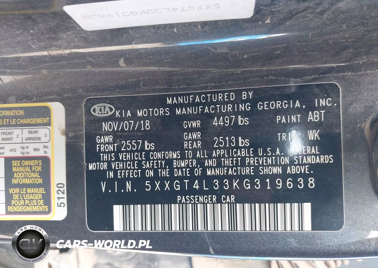 2019 Kia Optima Lx VIN:5XXGT4L33KG319638 - 9