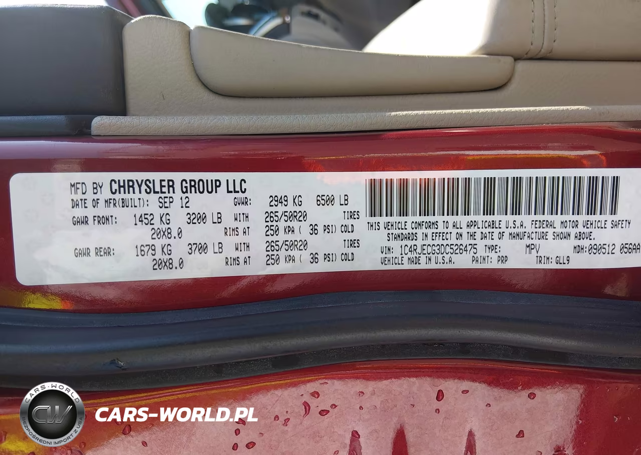 2013 Jeep Grand Cherokee Overland VIN:1C4RJECG3DC526475 - 9