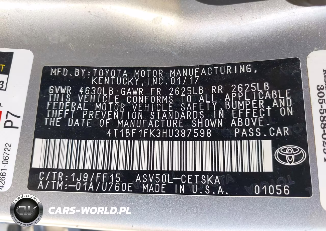 2017 Toyota Camry Se VIN:4T1BF1FK3HU387598 - 9