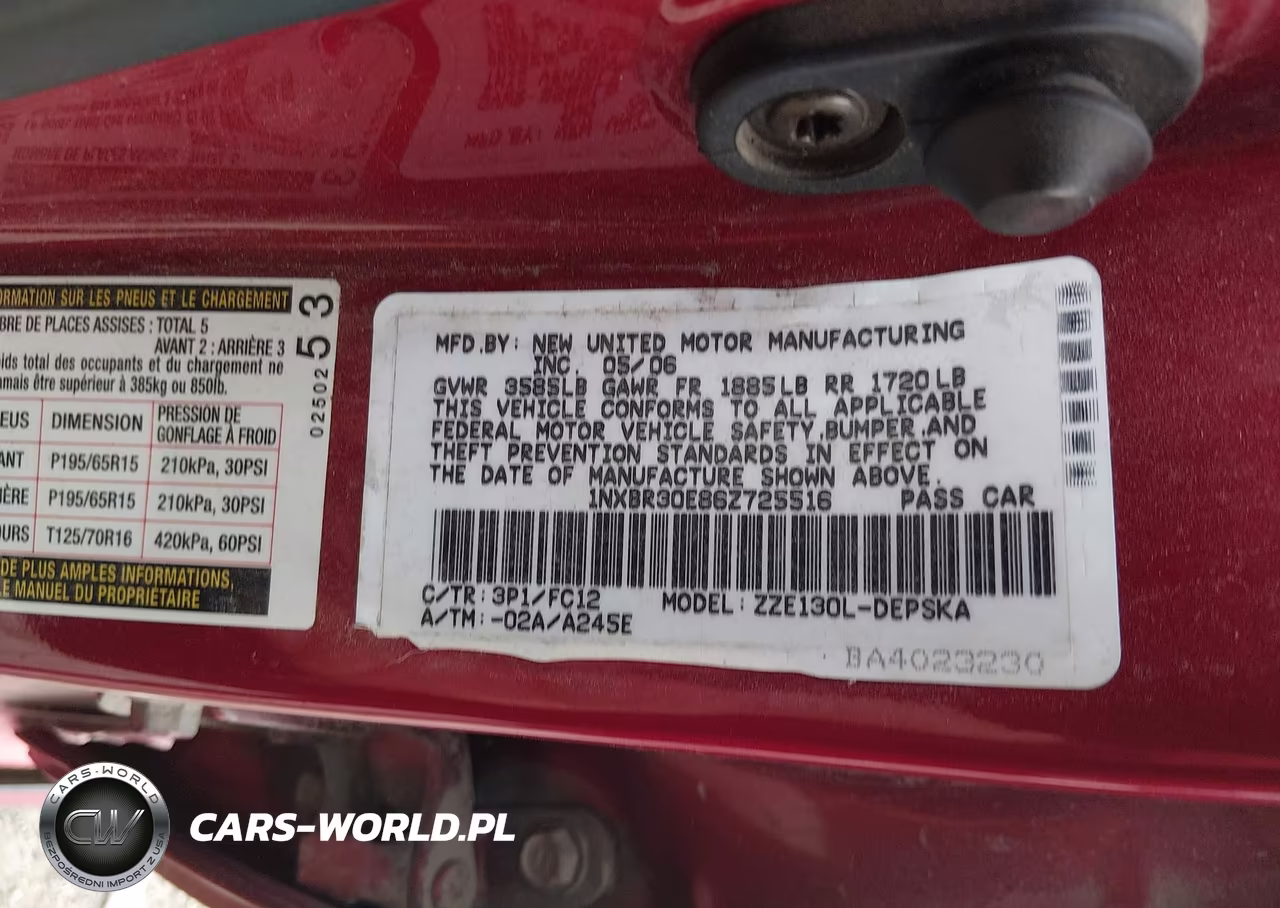 2006 Toyota Corolla S VIN:1NXBR30E86Z725516 - 9