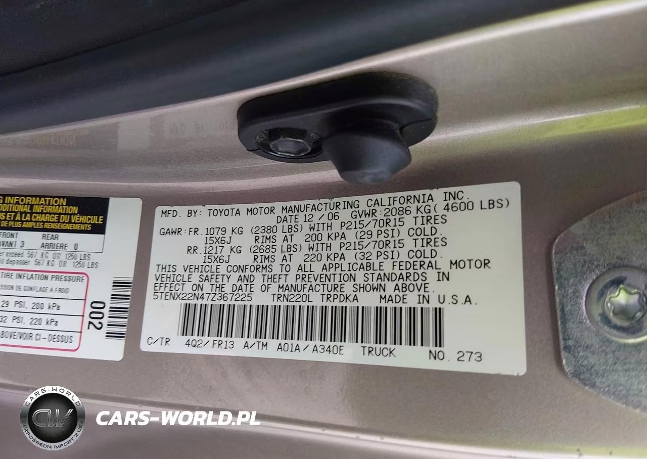 2007 Toyota Tacoma VIN:5TENX22N47Z367225 - 9