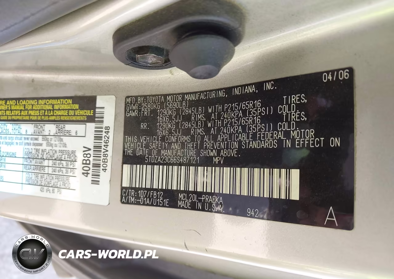 2006 Toyota Sienna Ce VIN:5TDZA23C66S487121 - 9