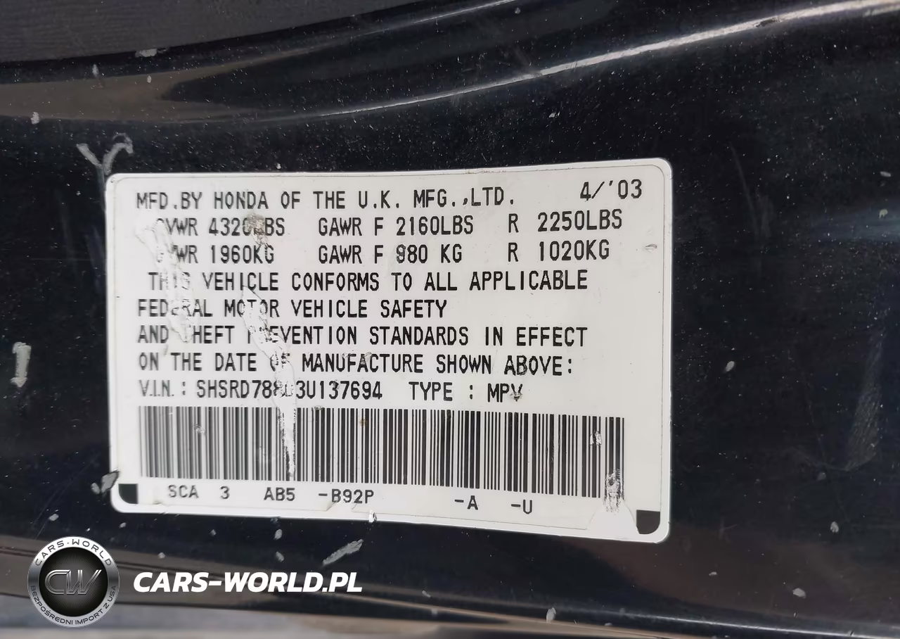 2003 Honda Cr-V Ex VIN:SHSRD78803U137694 - 9