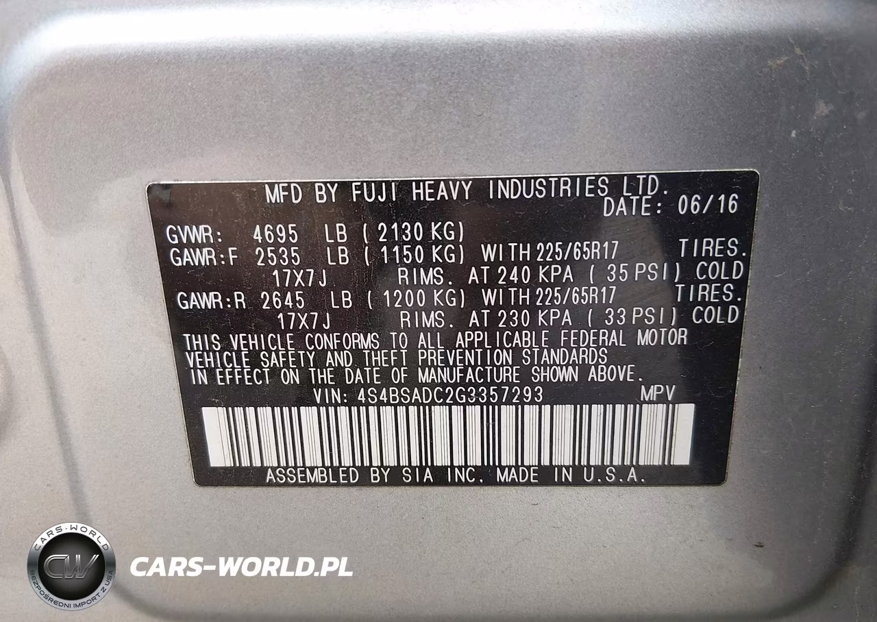 2016 Subaru Outback 2.5I Premium VIN:4S4BSADC2G3357293 - 9
