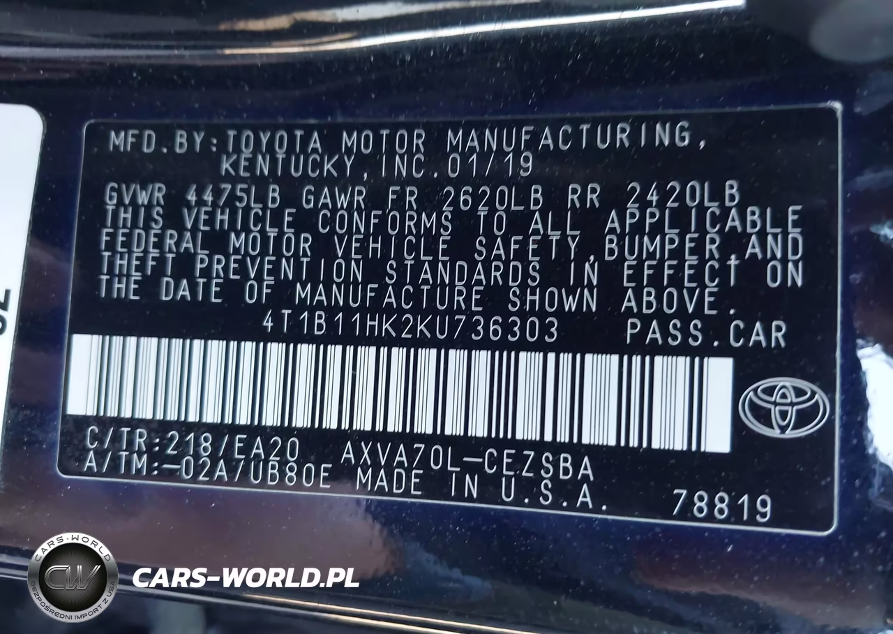 2019 Toyota Camry Se VIN:4T1B11HK2KU736303 - 9