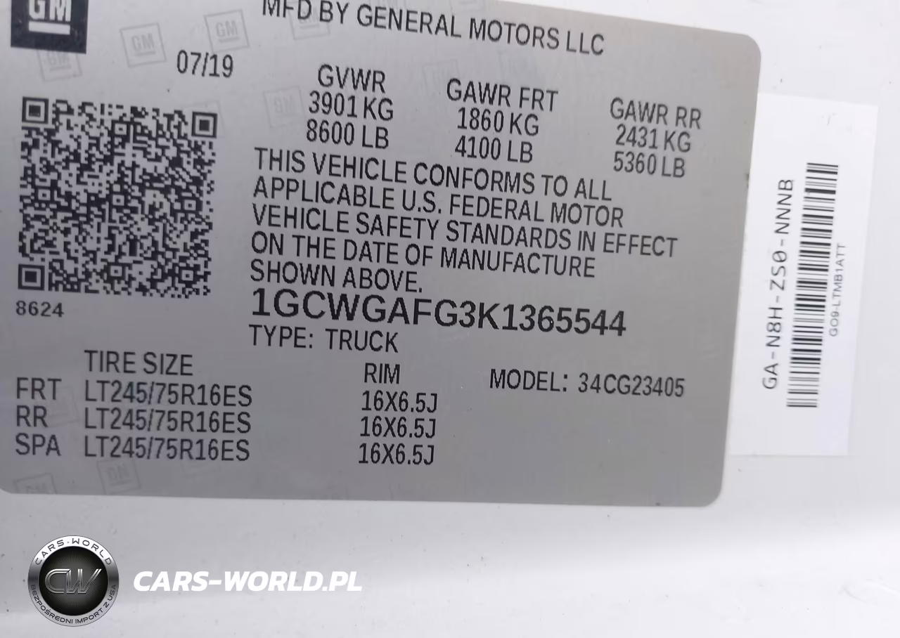 2019 Chevrolet Express 2500 Work Van VIN:1GCWGAFG3K1365544 - 9