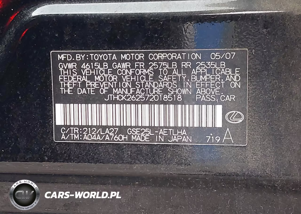 2007 Lexus Is 250 VIN:JTHCK262572018518 - 9