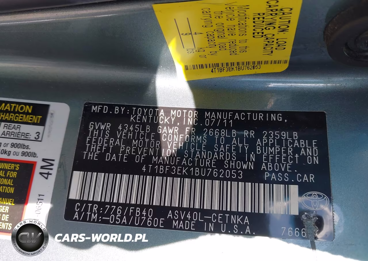 2011 Toyota Camry Le VIN:4T1BF3EK1BU762053 - 9
