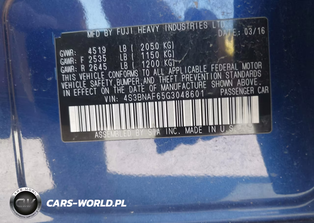 2016 Subaru Legacy 2.5I Premium VIN:4S3BNAF65G3048601 - 9