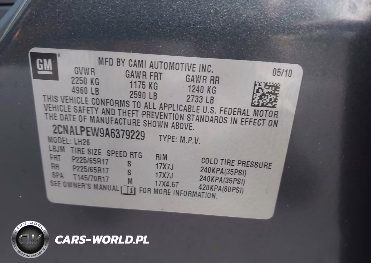 2010 Chevrolet Equinox Lt VIN:2CNALPEW9A6379229 - 9