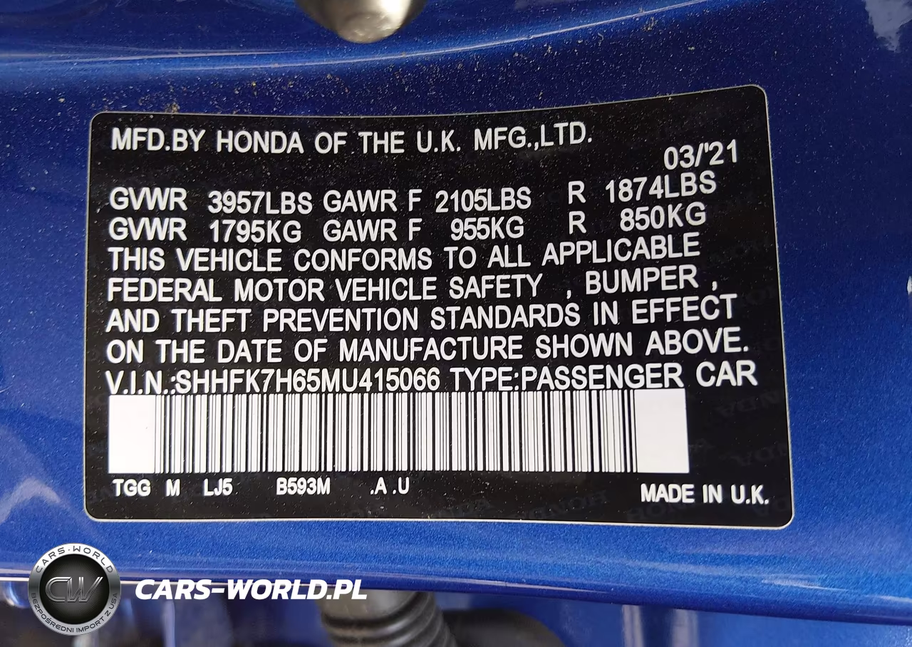 2021 Honda Civic Ex VIN:SHHFK7H65MU415066 - 9