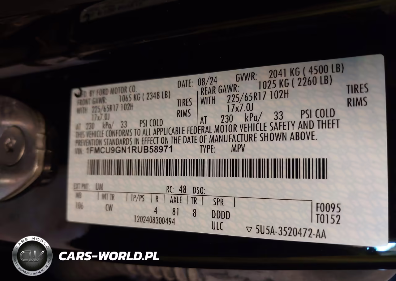 2024 Ford Escape Active VIN:1FMCU9GN1RUB58971 - 9