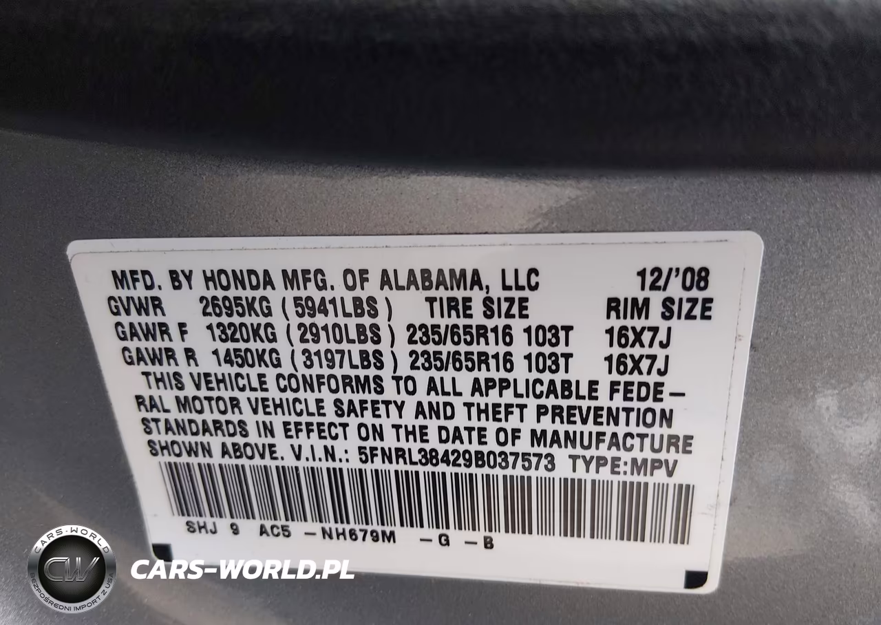 2009 Honda Odyssey Ex VIN:5FNRL38429B037573 - 9