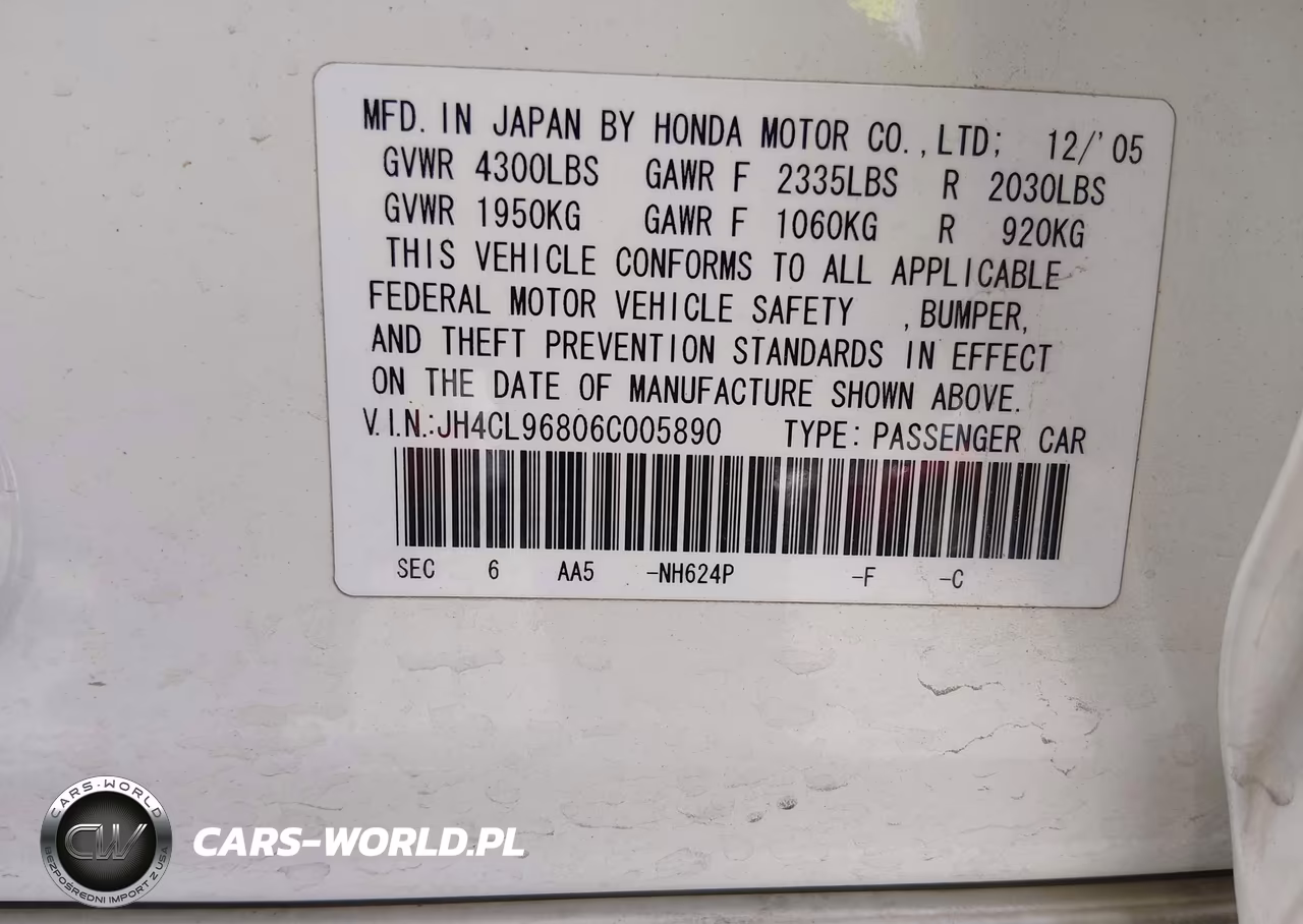 2006 Acura Tsx VIN:JH4CL96806C005890 - 9