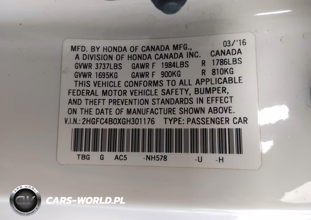 2016 Honda Civic Lx-P VIN:2HGFC4B0XGH301176 - 9