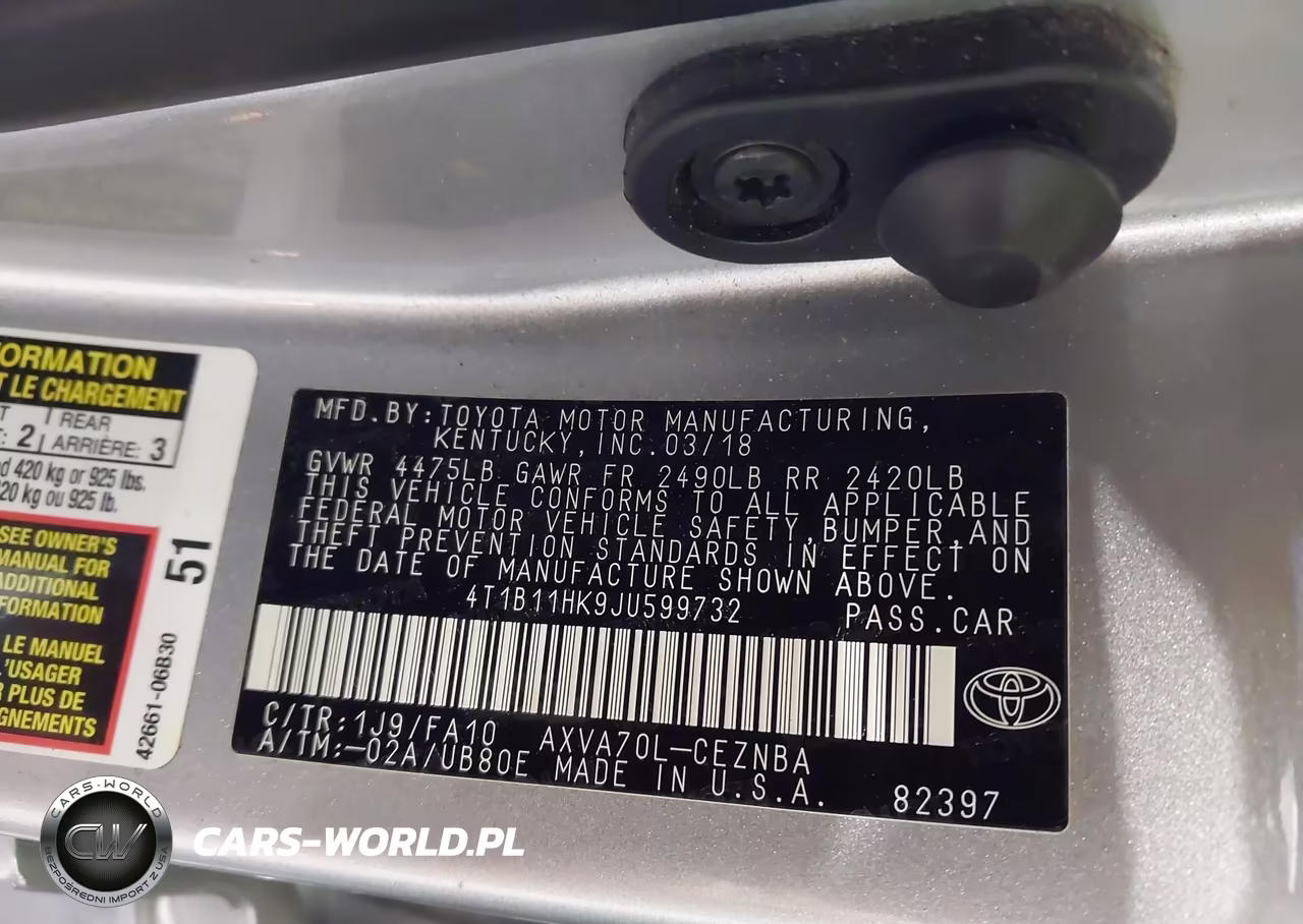 2018 Toyota Camry Le VIN:4T1B11HK9JU599732 - 9