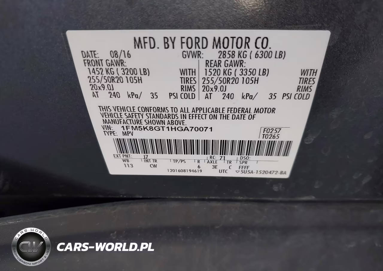 2017 Ford Explorer Sport VIN:1FM5K8GT1HGA70071 - 9