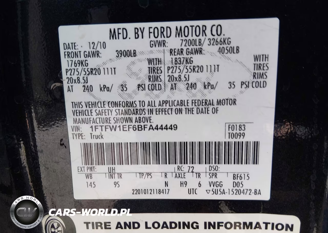 2011 Ford F-150 Platinum VIN:1FTFW1EF6BFA44449 - 9