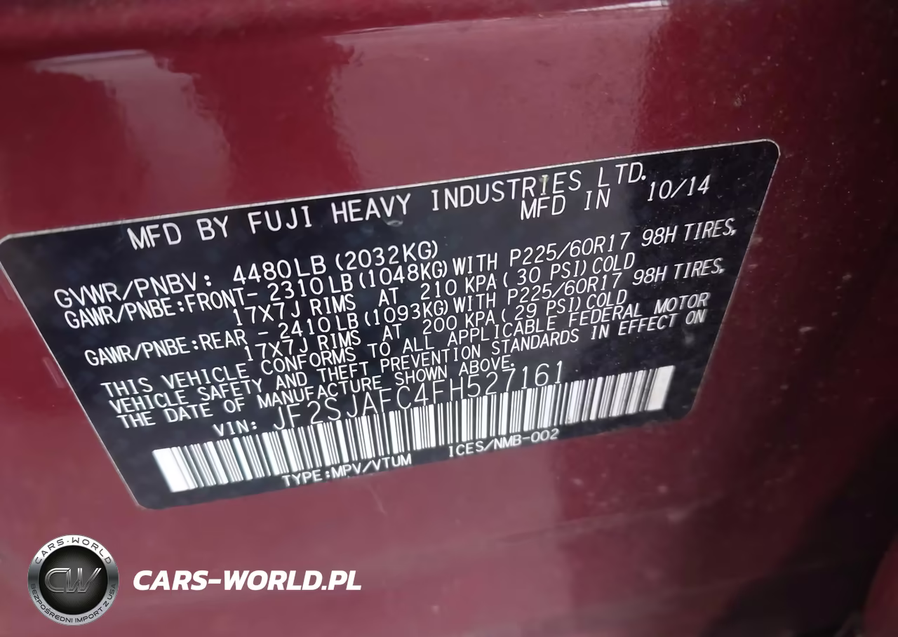 2015 Subaru Forester 2.5I Premium VIN:JF2SJAFC4FH527161 - 9