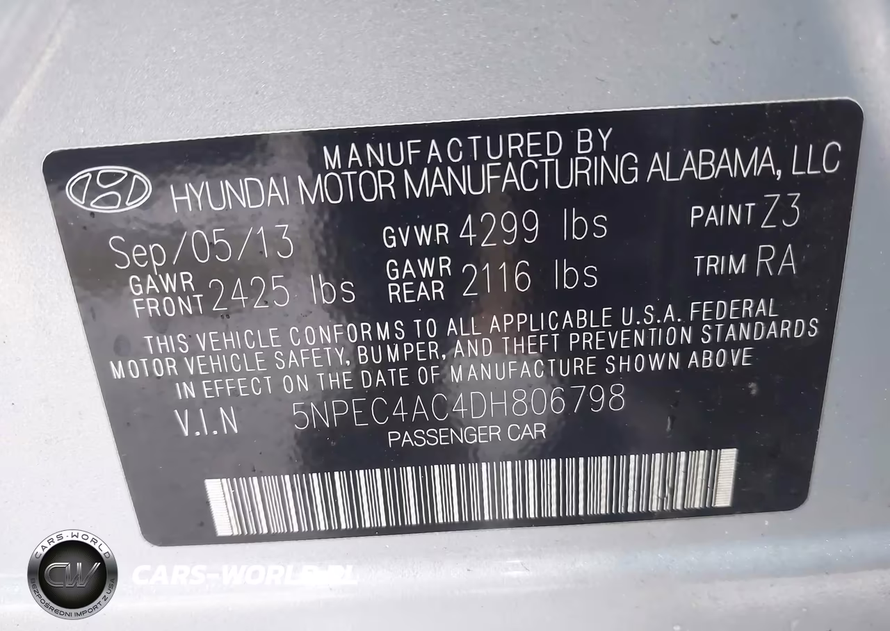 2013 Hyundai Sonata Limited VIN:5NPEC4AC4DH806798 - 9