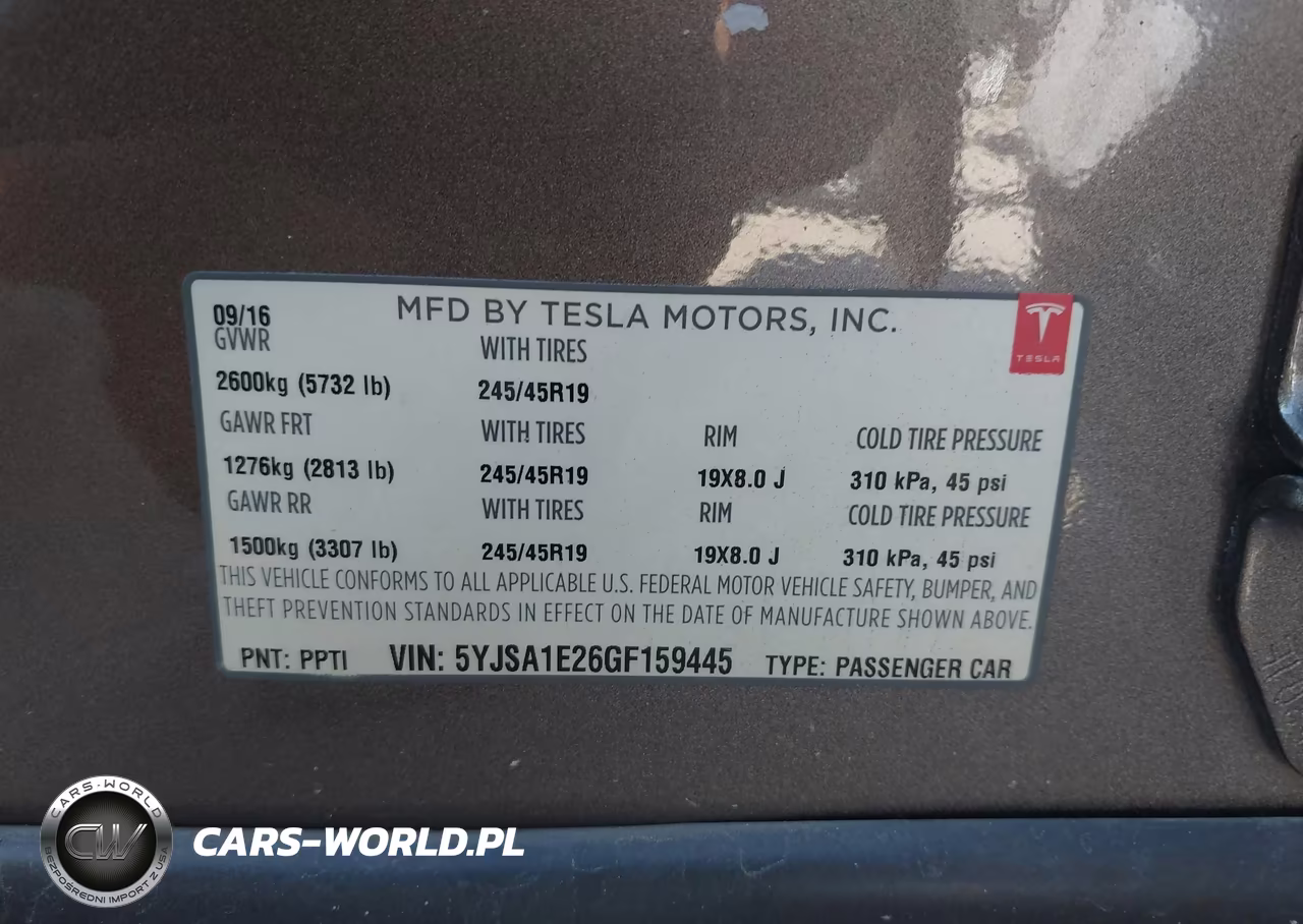 2016 Tesla Model S 60D-70D-75D-85D-90D VIN:5YJSA1E26GF159445 - 9