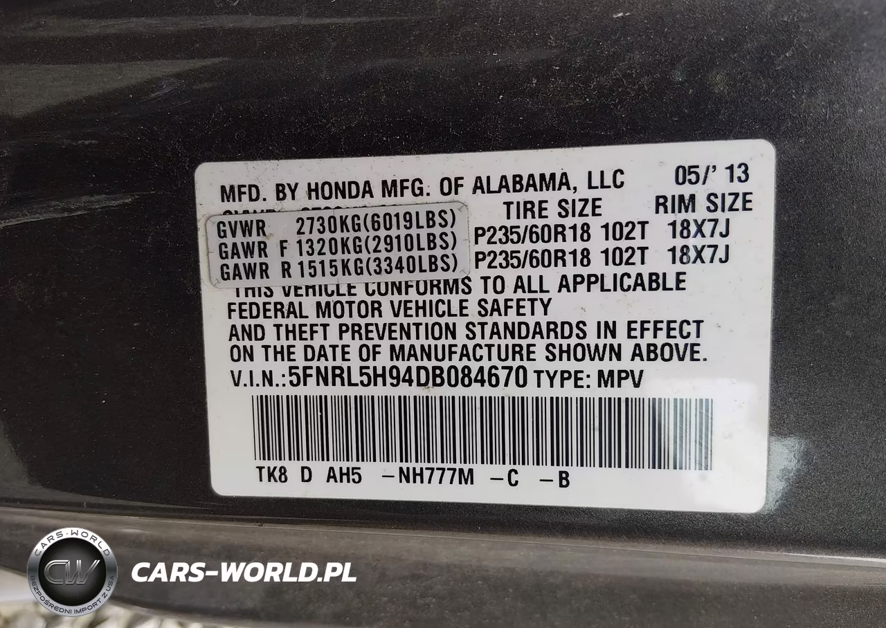 2013 Honda Odyssey Touring-Touring Elite VIN:5FNRL5H94DB084670 - 9