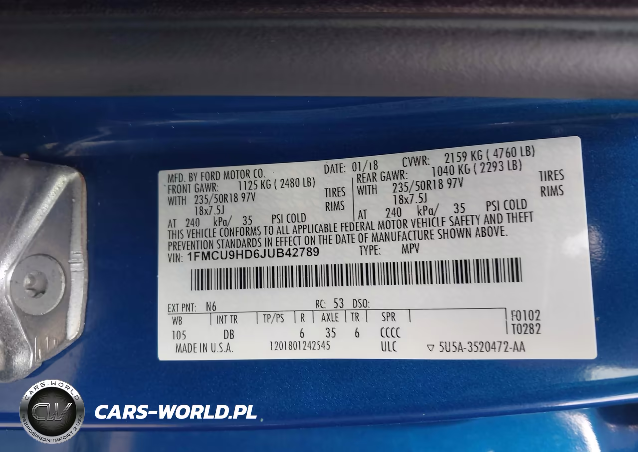 2018 Ford Escape Sel VIN:1FMCU9HD6JUB42789 - 9