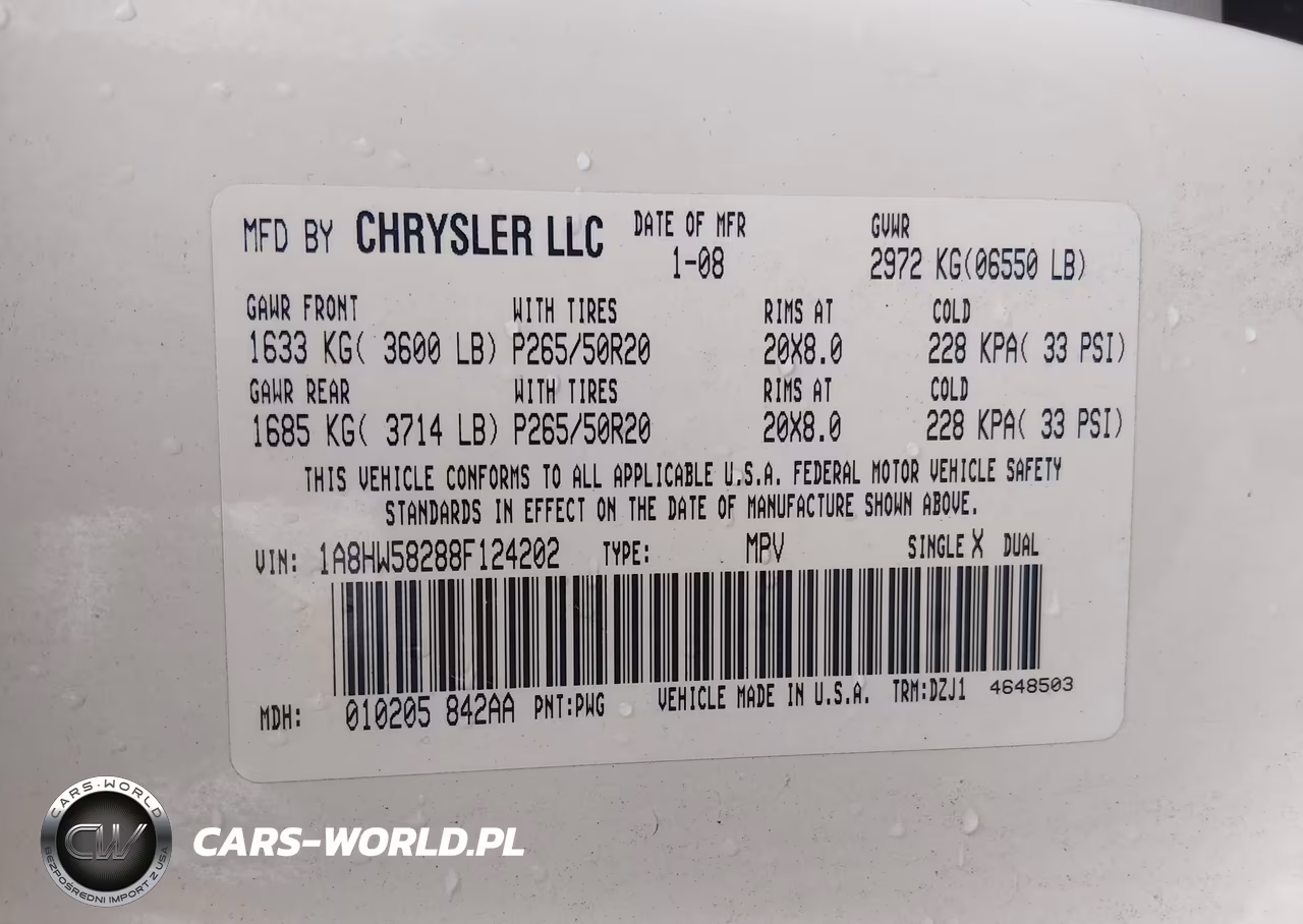 2008 Chrysler Aspen Limited VIN:1A8HW58288F124202 - 9