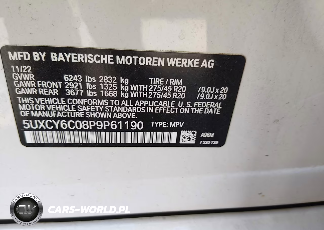 2023 BMW X6 xDrive40I VIN:5UXCY6C08P9P61190 - 9