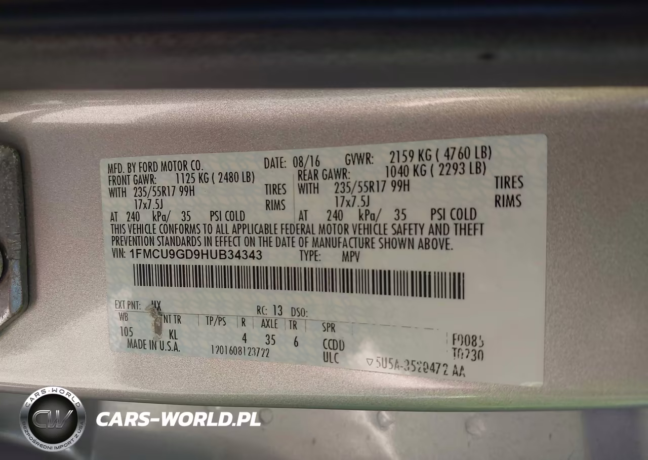 2017 Ford Escape Se VIN:1FMCU9GD9HUB34343 - 9
