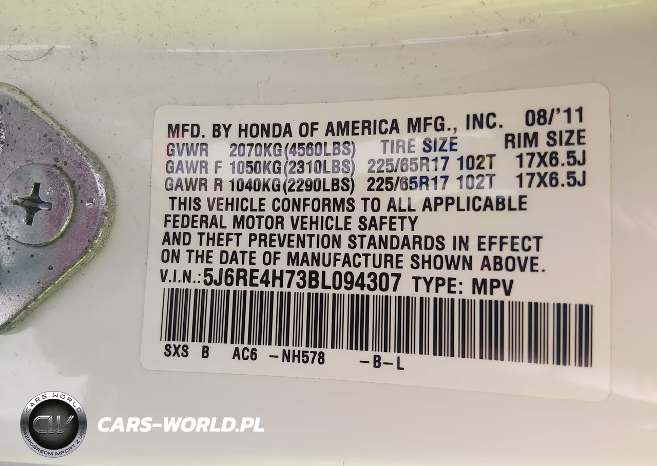 2011 Honda Cr-V Ex-L VIN:5J6RE4H73BL094307 - 9