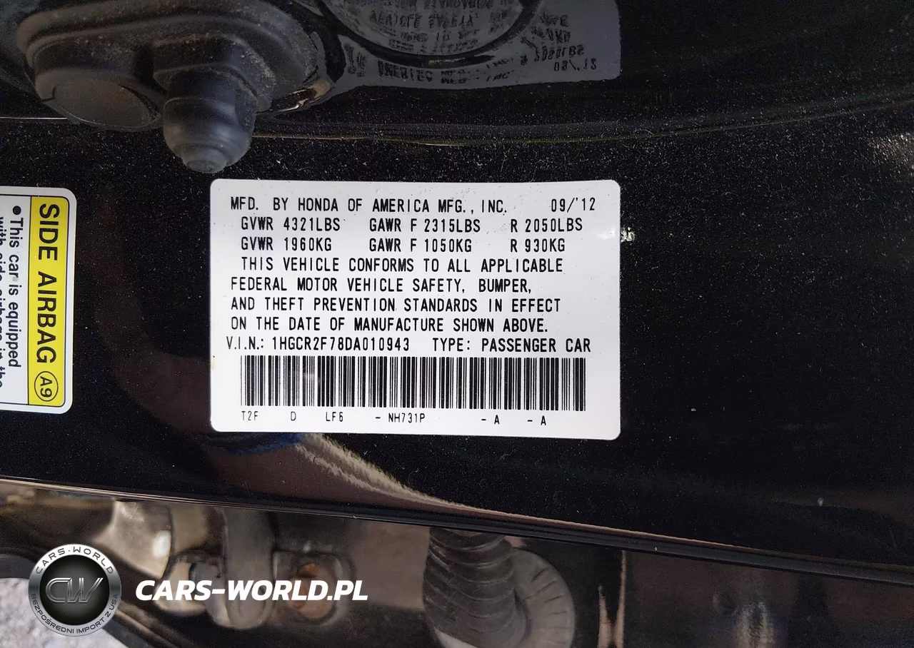 2013 Honda Accord Ex VIN:1HGCR2F78DA010943 - 9