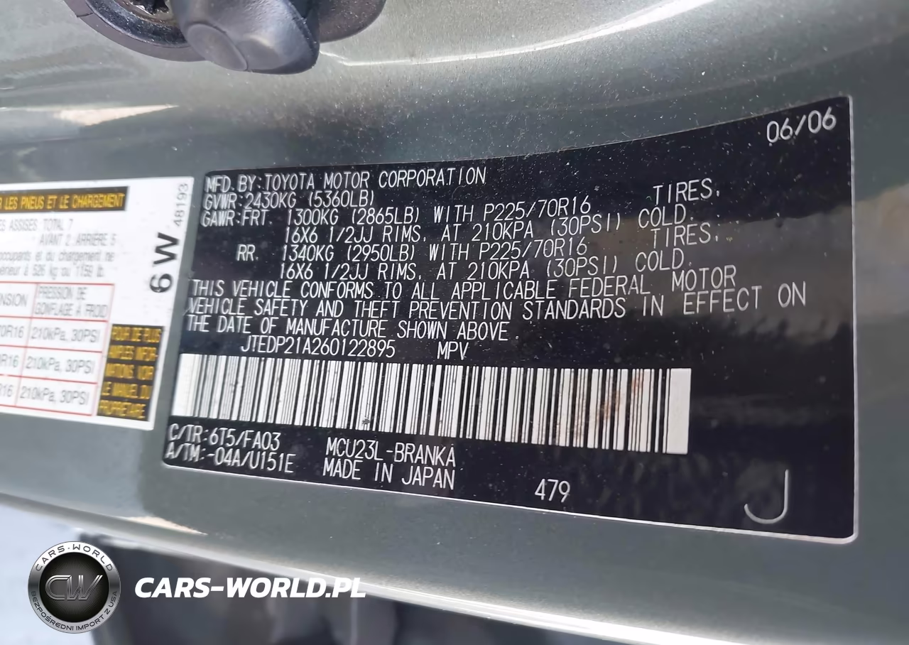 2006 Toyota Highlander V6 VIN:JTEDP21A260122895 - 9