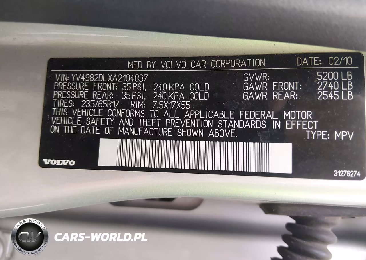 2010 Volvo Xc60 3.2 VIN:YV4982DLXA2104837 - 9