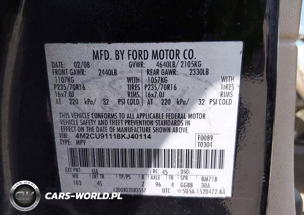 2008 Mercury Mariner V6 VIN:4M2CU91118KJ40114 - 9