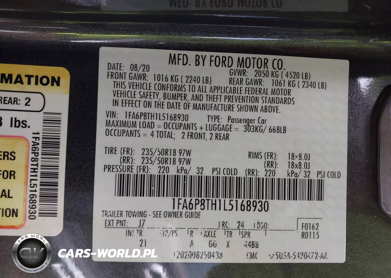 2020 Ford Mustang Ecoboost Fastback VIN:1FA6P8TH1L5168930 - 9