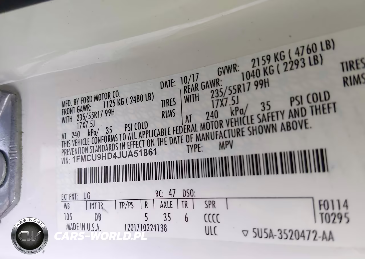 2018 Ford Escape Sel VIN:1FMCU9HD4JUA51861 - 9