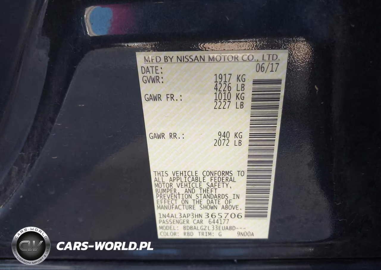 2017 Nissan Altima 2.5 S VIN:1N4AL3AP3HN365706 - 9