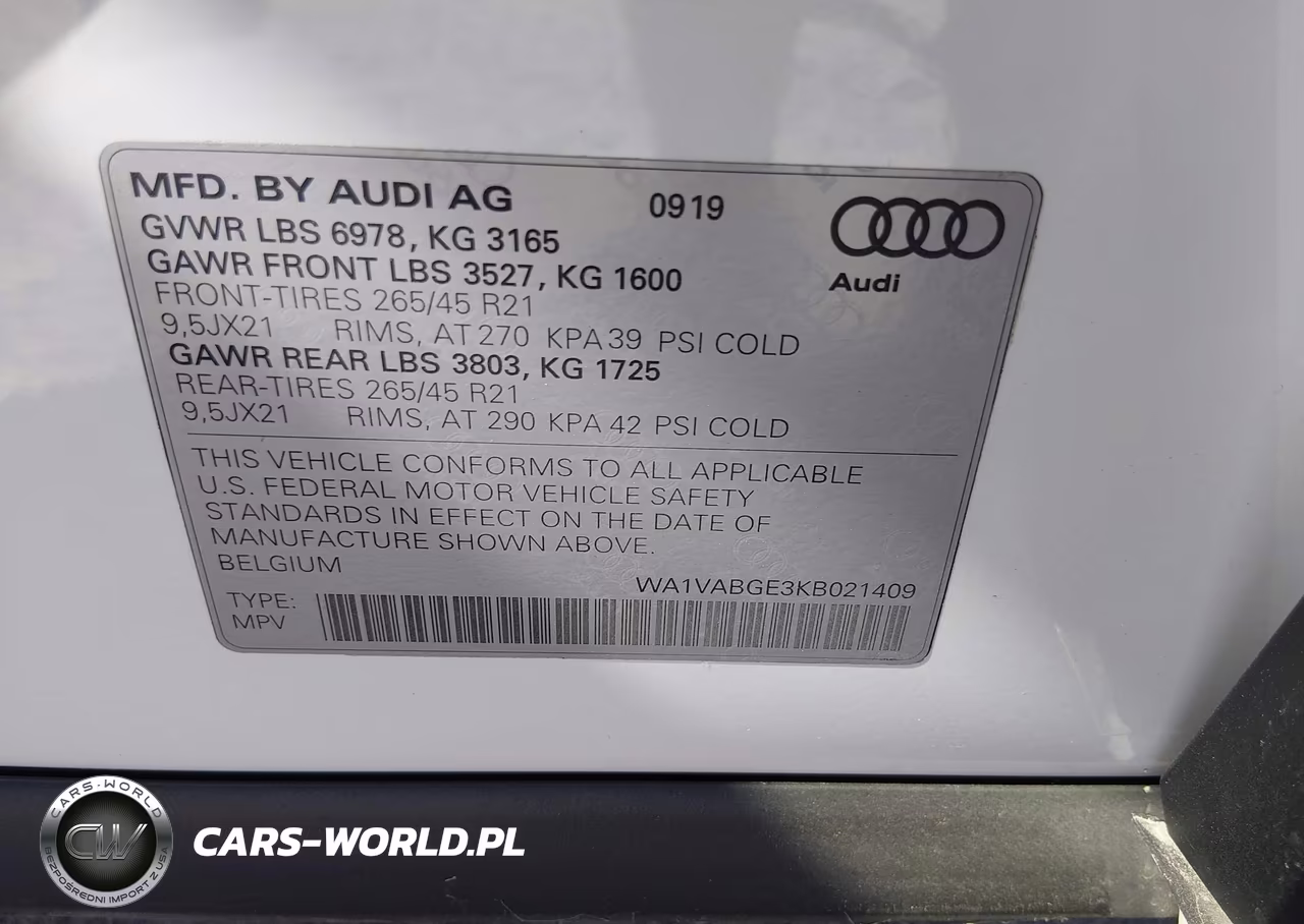 2019 Audi E-Tron Premium Plus VIN:WA1VABGE3KB021409 - 9