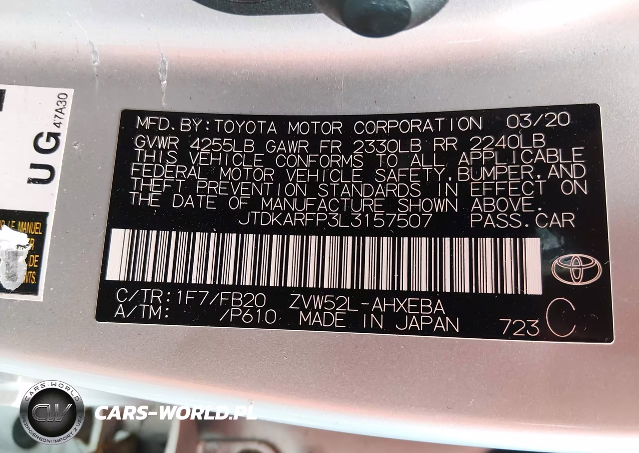 2020 Toyota Prius Prime Le VIN:JTDKARFP3L3157507 - 9