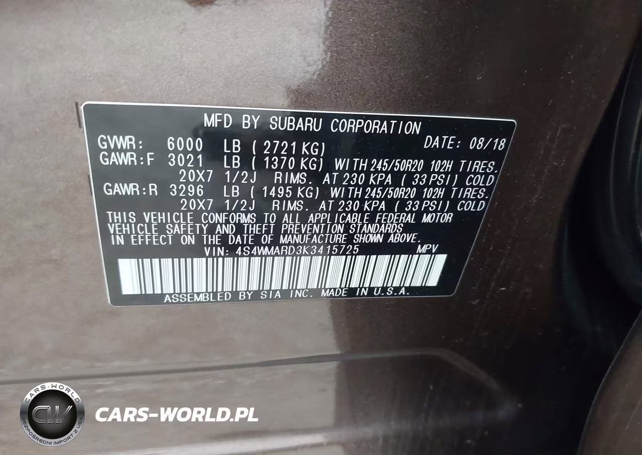 2019 Subaru Ascent Touring VIN:4S4WMARD3K3415725 - 9