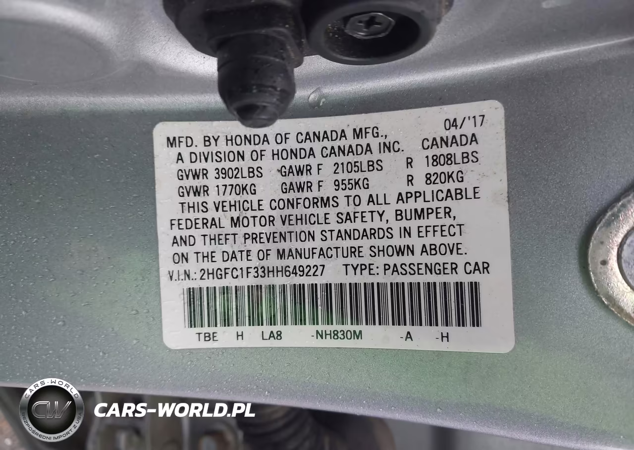 2017 Honda Civic Ex-T VIN:2HGFC1F33HH649227 - 9